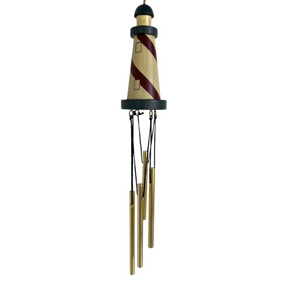 Lighthouse-Themed Wind Chime Brass Tubes & Hand-Painted Nautical Design By NCE - Picture 2 of 9